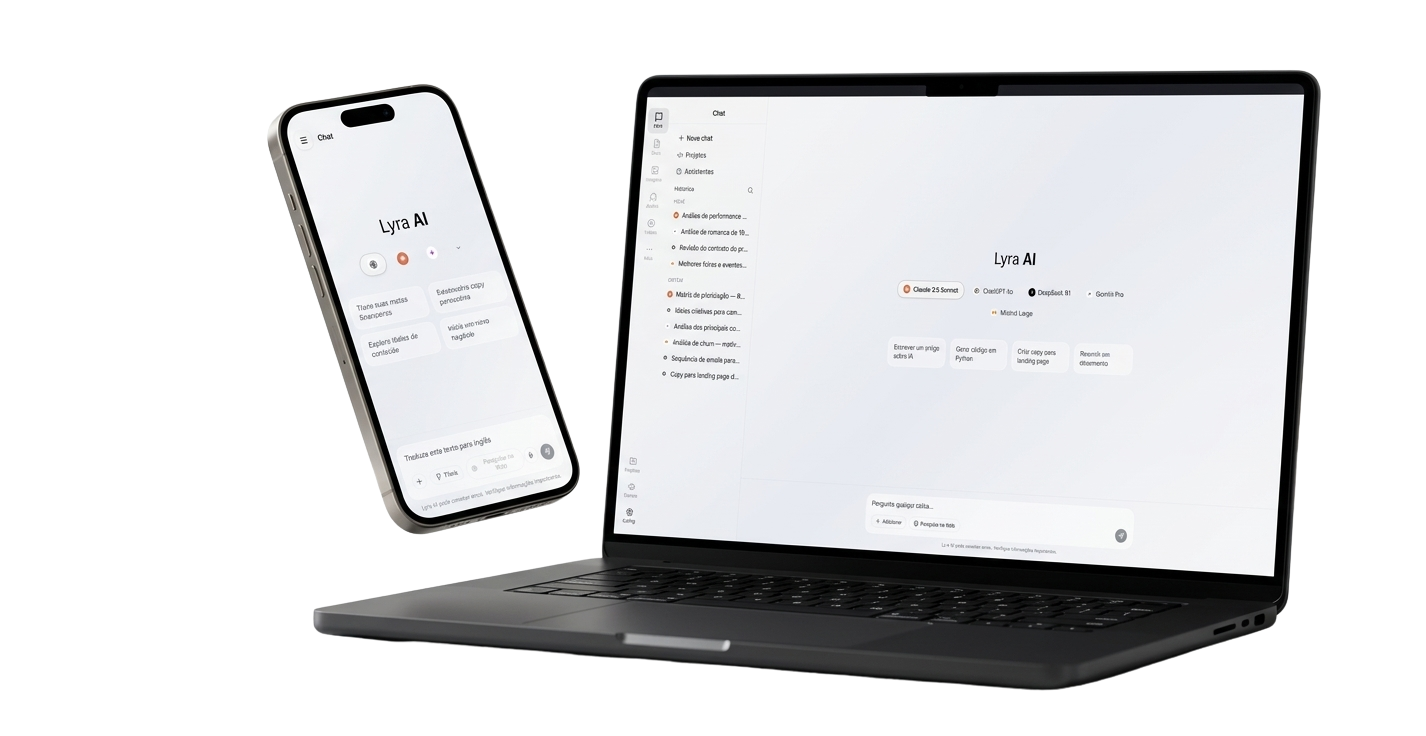 Lyra AI no celular e no notebook